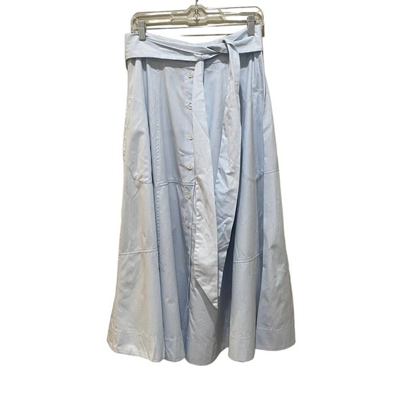 Lisa Marie Fernandez Button Up Midi Skirt Blue Size 10 - Picture 1 of 8